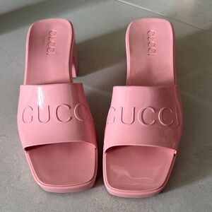 Gucci Glossy Pink Mules